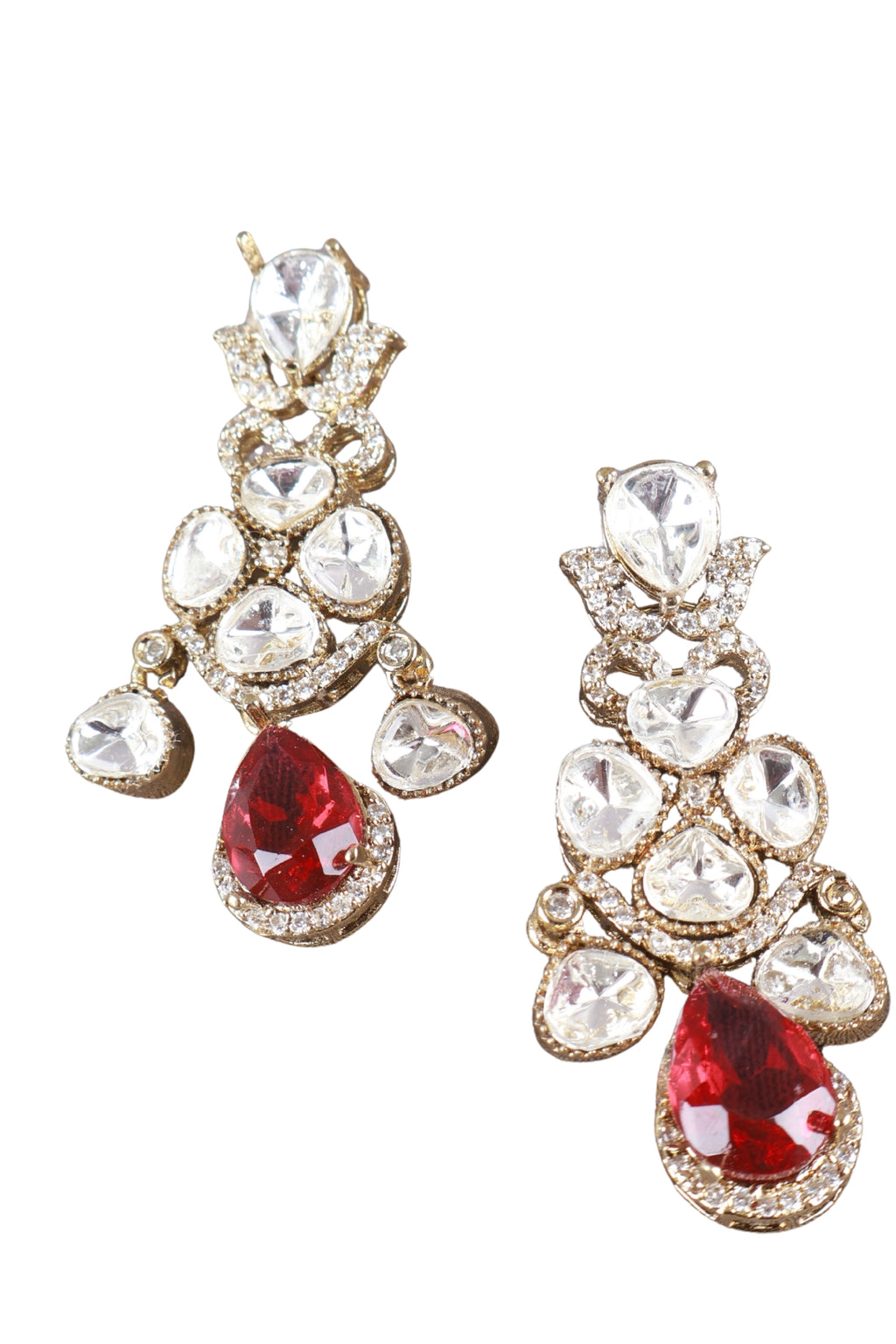 Emerald Red Crystal Statement Earrings
