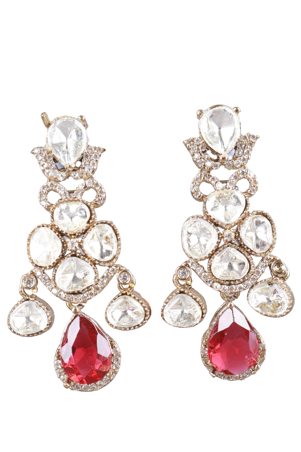 Emerald Red Crystal Statement Earrings