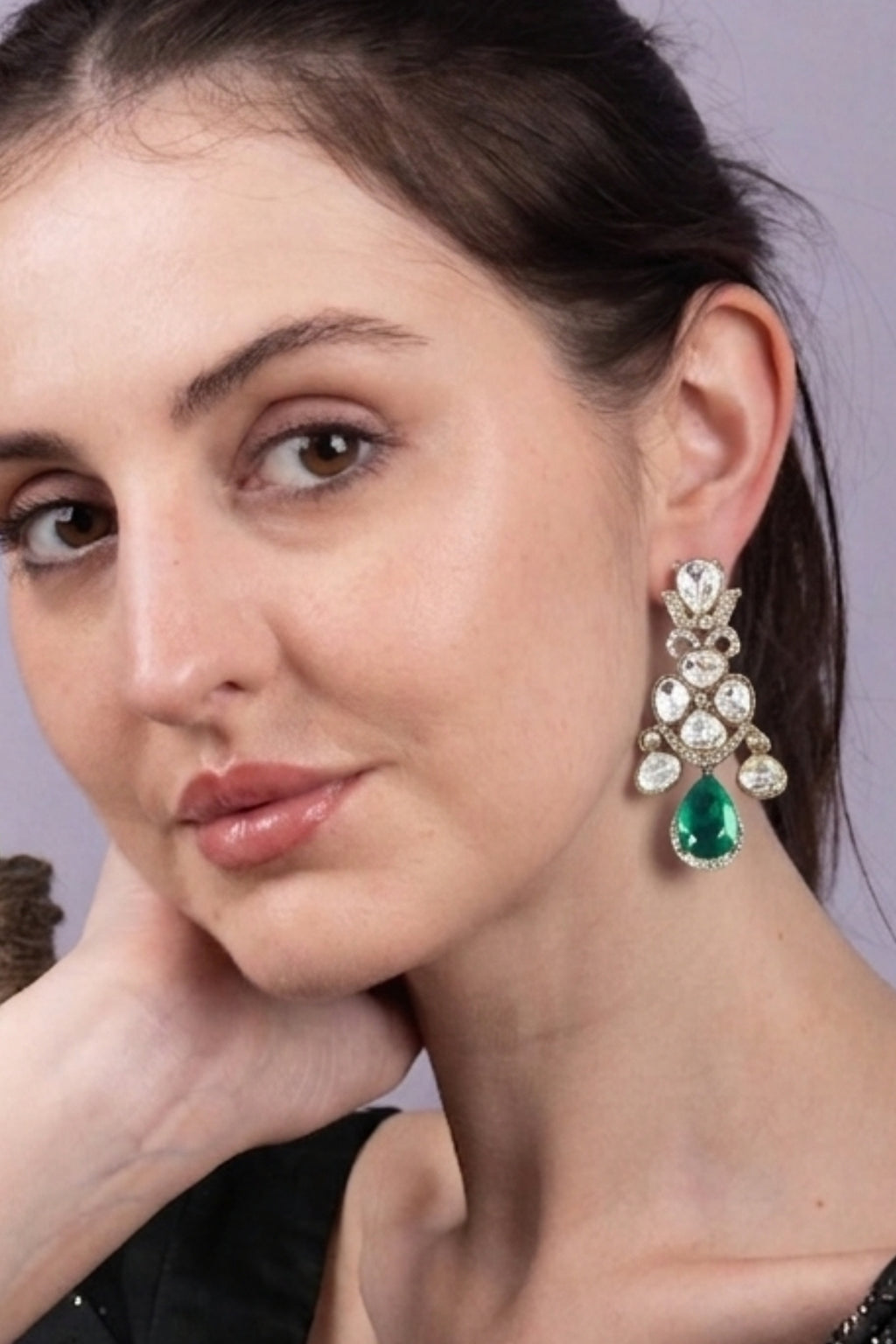 Emerald Crystal Statement Earrings