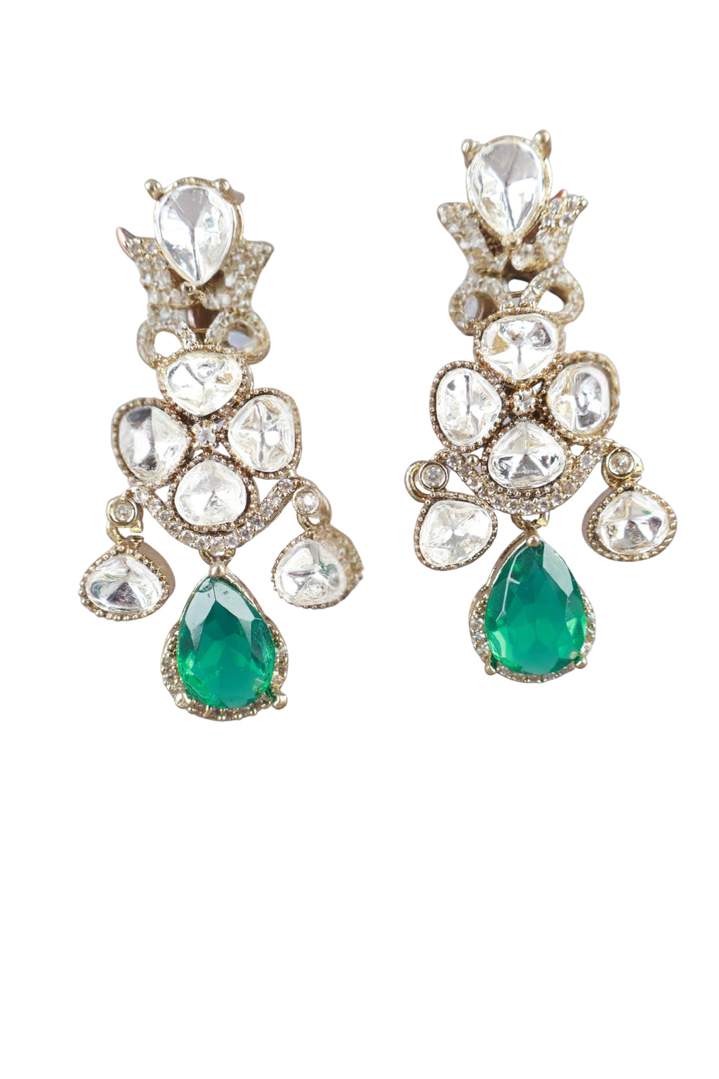 Emerald Crystal Statement Earrings
