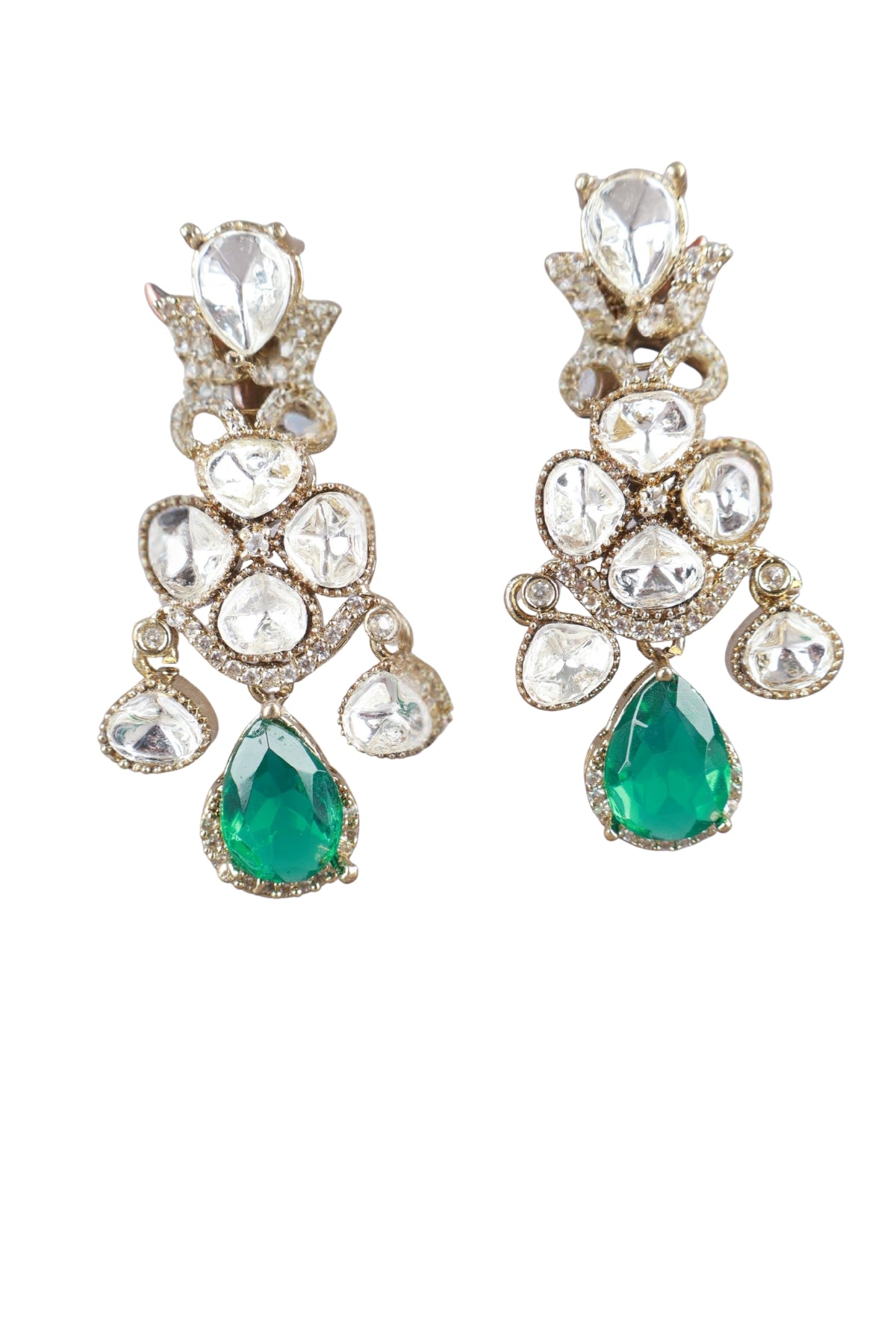 Emerald Crystal Statement Earrings