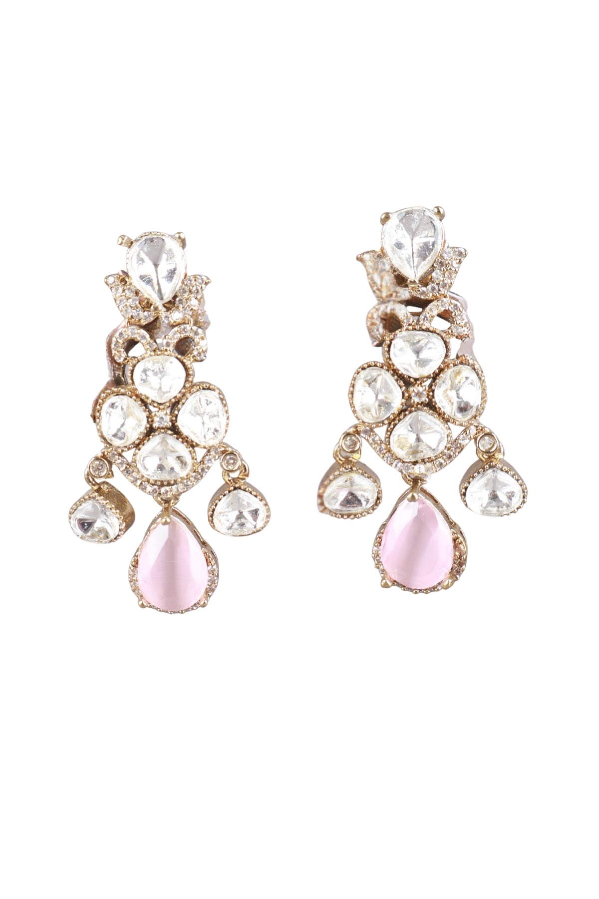 Emerald Pink Crystal Statement Earrings