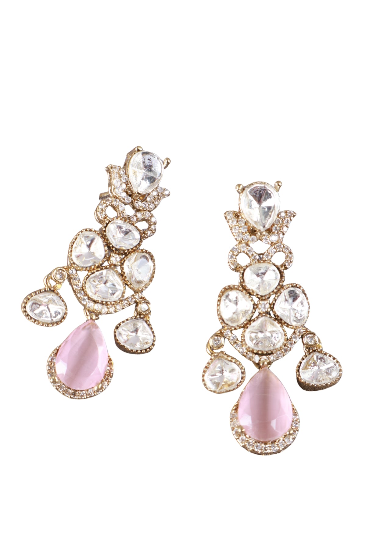 Emerald Pink Crystal Statement Earrings