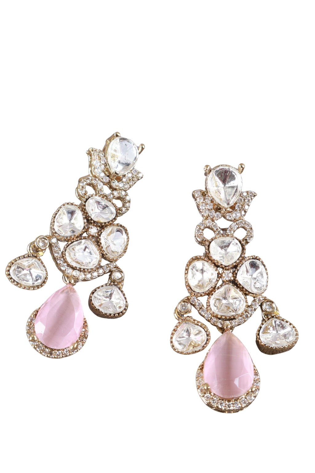 Emerald Pink Crystal Statement Earrings
