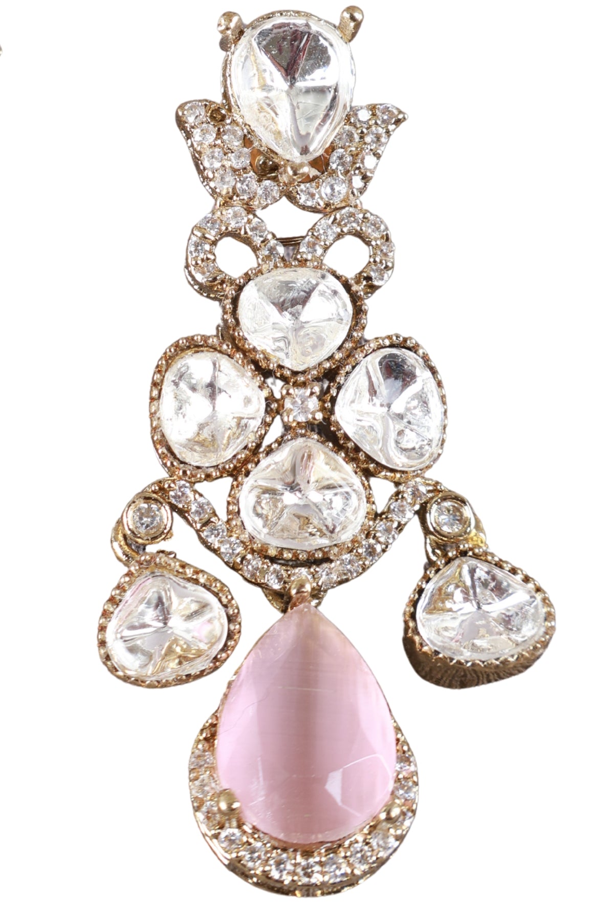 Emerald Pink Crystal Statement Earrings