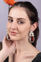 Emerald Red Kundan Drop Statement Earrings
