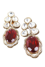Emerald Red Kundan Drop Statement Earrings