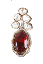 Emerald Red Kundan Drop Statement Earrings