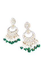 Kundan Chandbali Pearl Green Earrings