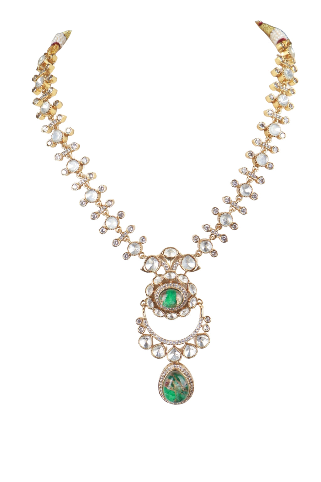 Elegant Gold & Green Kundan Necklace Set for Women