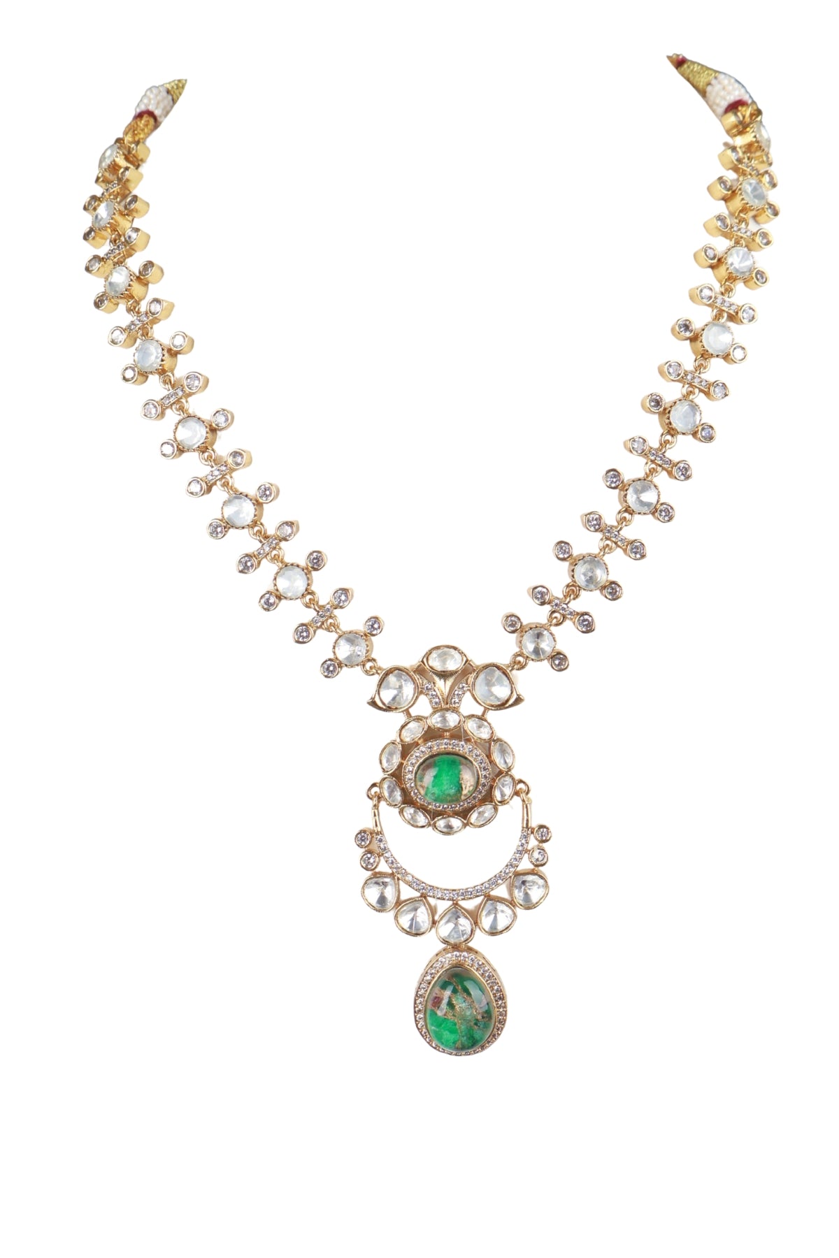 Elegant Gold & Green Kundan Necklace Set for Women