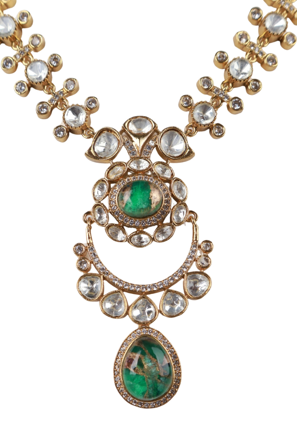 Elegant Gold & Green Kundan Necklace Set for Women