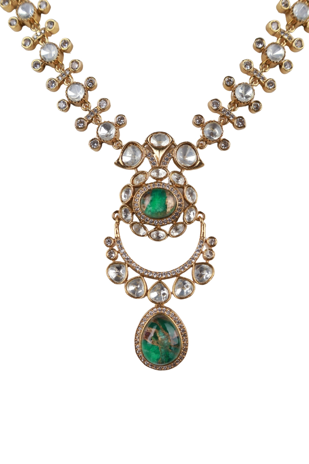 Elegant Gold & Green Kundan Necklace Set for Women