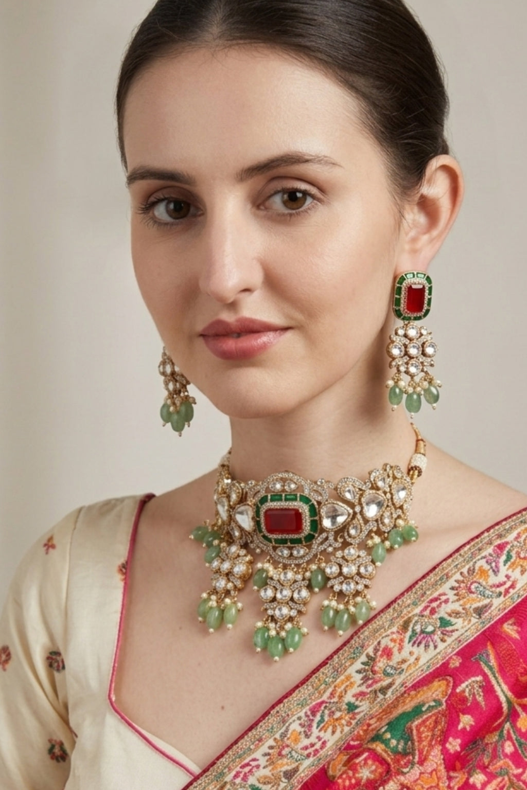 Grand Wide Kundan Bridal Choker Set
