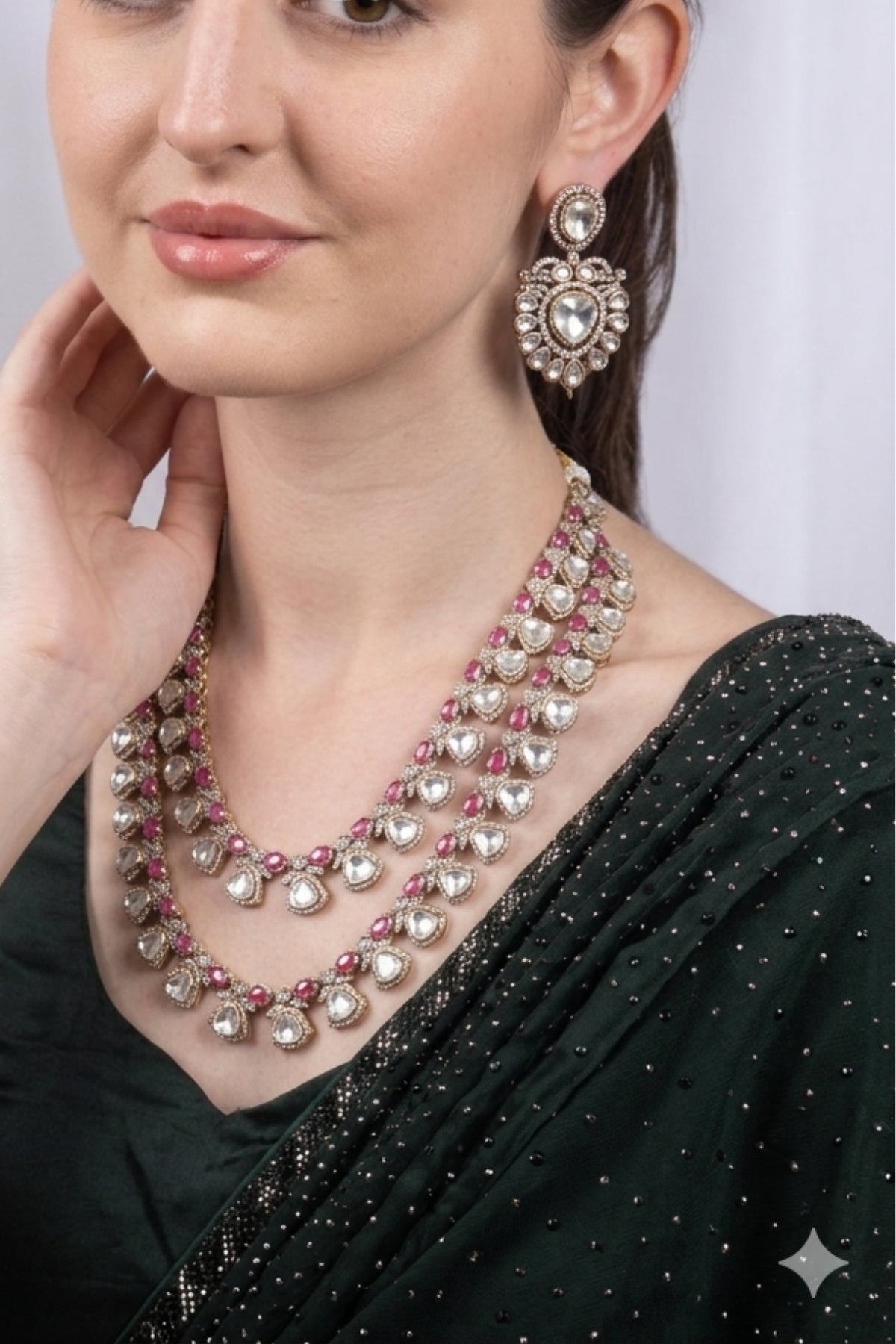 Designer Long Kundan Necklace Set Festive Jewellery