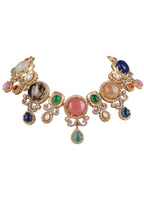 Multicolor Kundan Statement Necklace Set with Matching Earrings