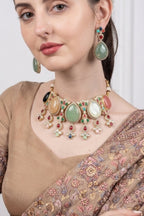 Premium Multicolor Kundan Necklace Set with Adjustable Dori