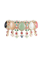 Premium Multicolor Kundan Necklace Set with Adjustable Dori