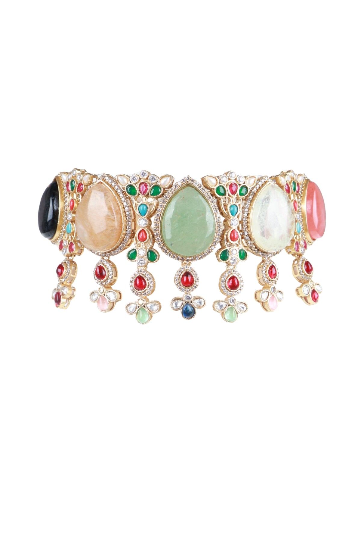 Premium Multicolor Kundan Necklace Set with Adjustable Dori