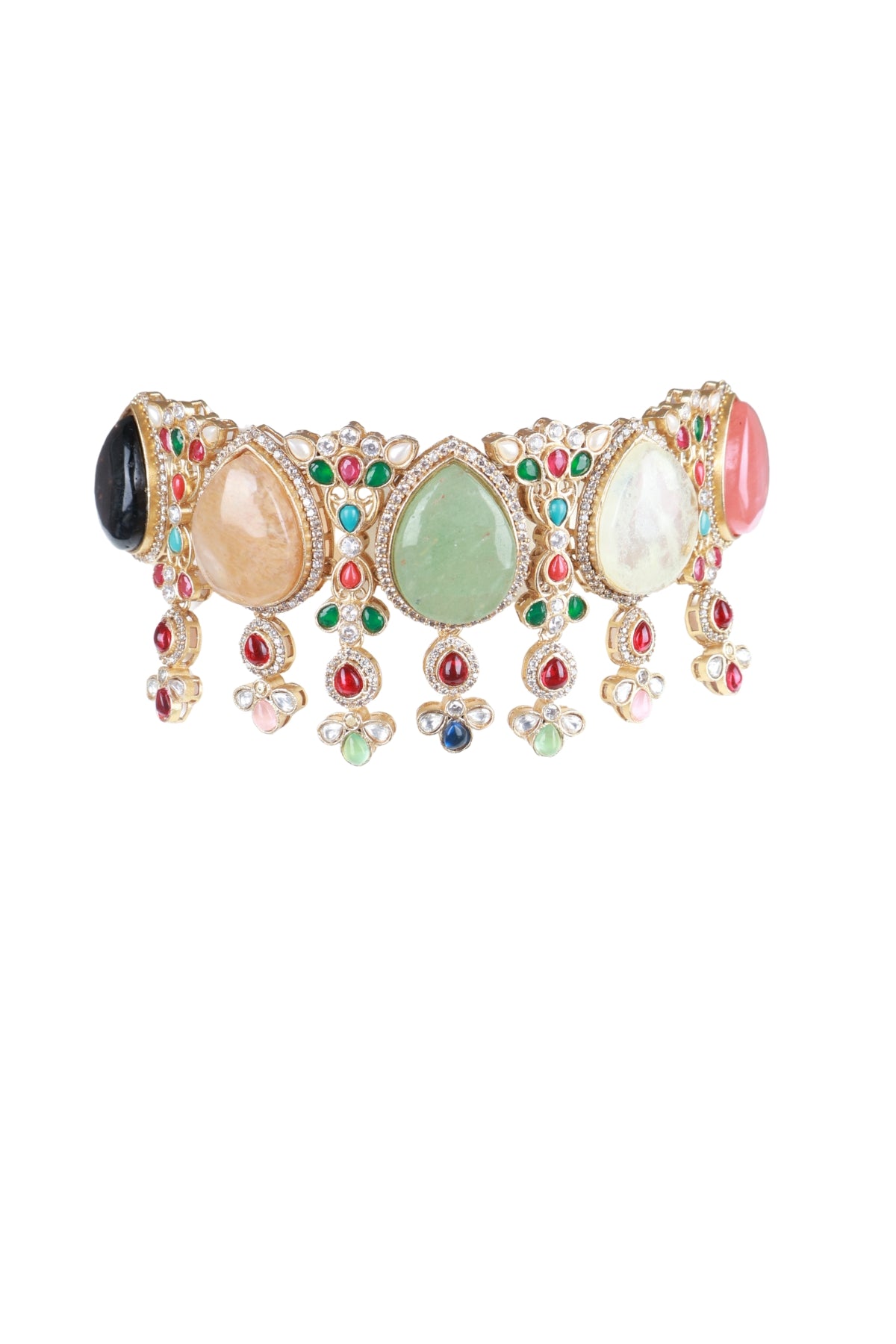 Premium Multicolor Kundan Necklace Set with Adjustable Dori