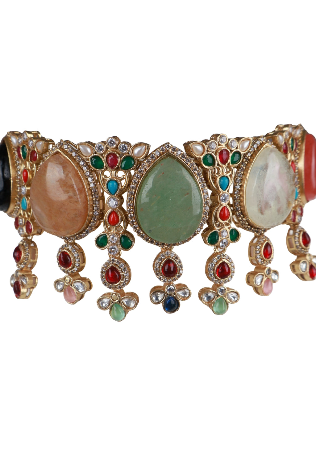 Premium Multicolor Kundan Necklace Set with Adjustable Dori