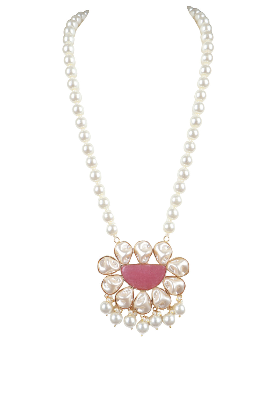 Baroque Pearl Long Necklace Blush Pink Pendant Statement Jewellery