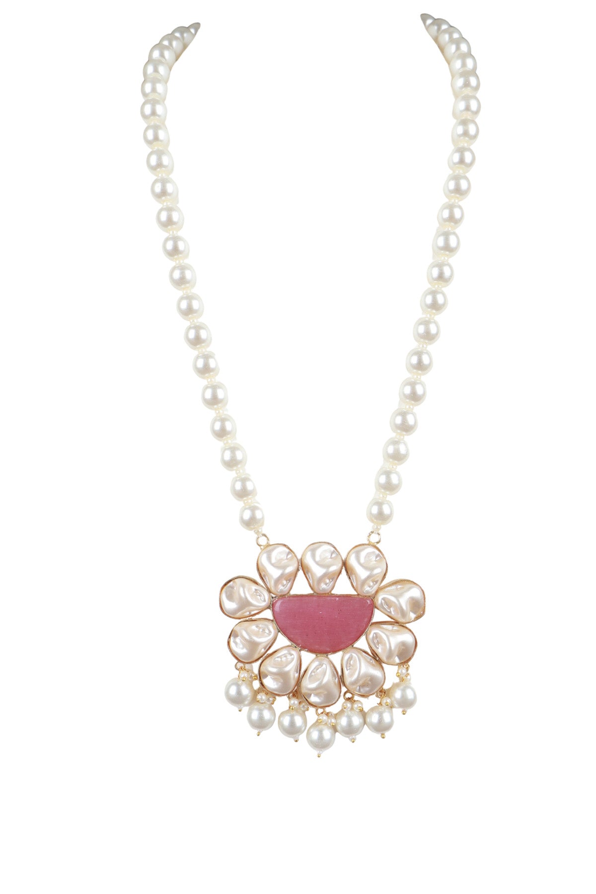 Baroque Pearl Long Necklace Blush Pink Pendant Statement Jewellery