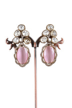 Polki Blush Pink Cabochon Drop Earrings Antique Bridal Jewellery