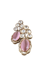 Polki Blush Pink Cabochon Drop Earrings Antique Bridal Jewellery