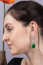 Dark Emerald Teardrop Silver CZ Drop Earrings Evening Jewellery