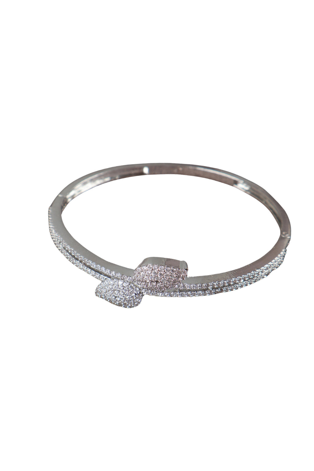 Pave CZ Silver Open Cuff Bypass Bangle Bracelet Luxe Jewellery