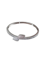 Pave CZ Silver Open Cuff Bypass Bangle Bracelet Luxe Jewellery