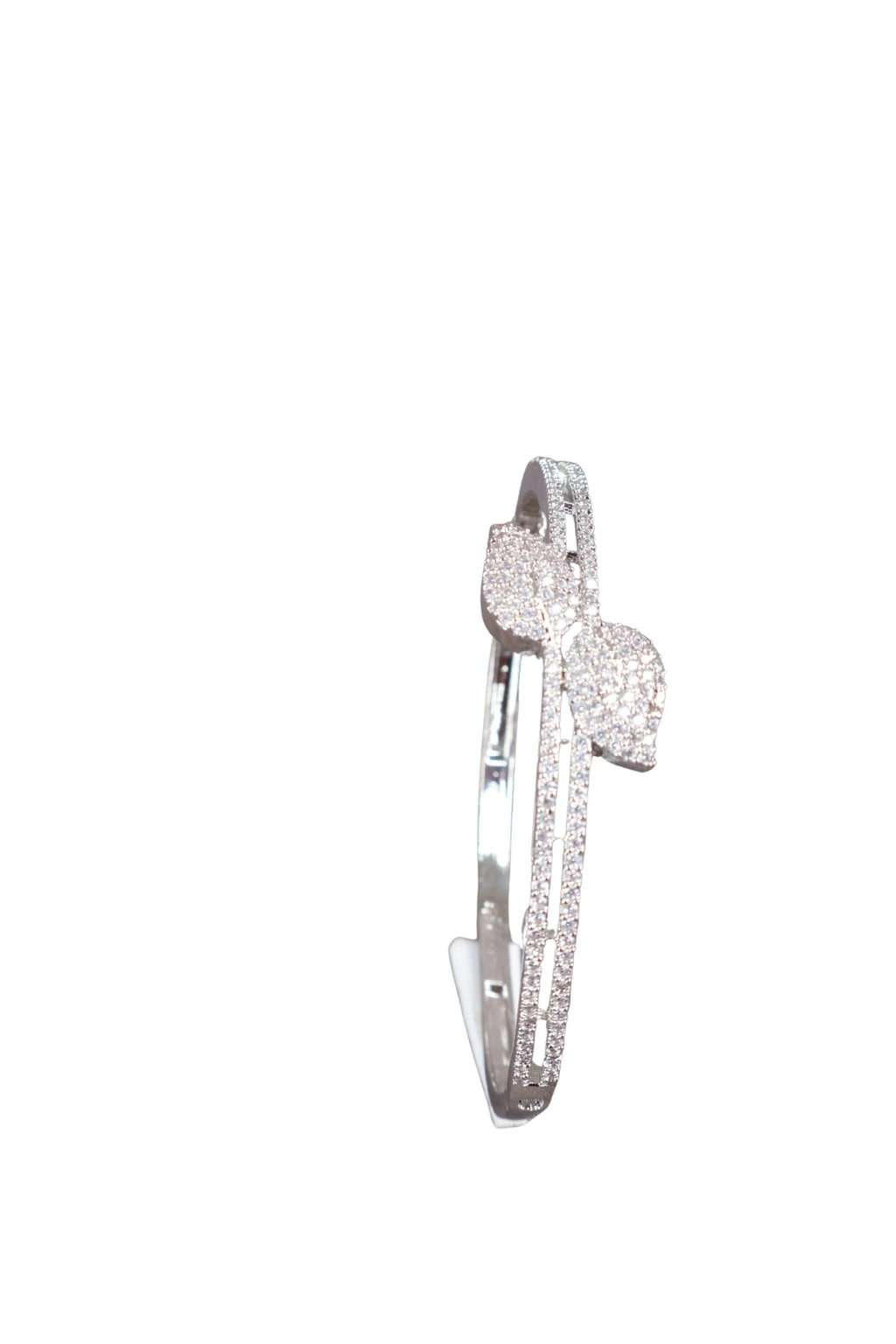 Pave CZ Silver Open Cuff Bypass Bangle Bracelet Luxe Jewellery