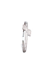 Pave CZ Silver Open Cuff Bypass Bangle Bracelet Luxe Jewellery