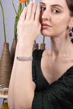 Pave CZ Silver Bangle Bracelet Luxe Occasion Jewellery