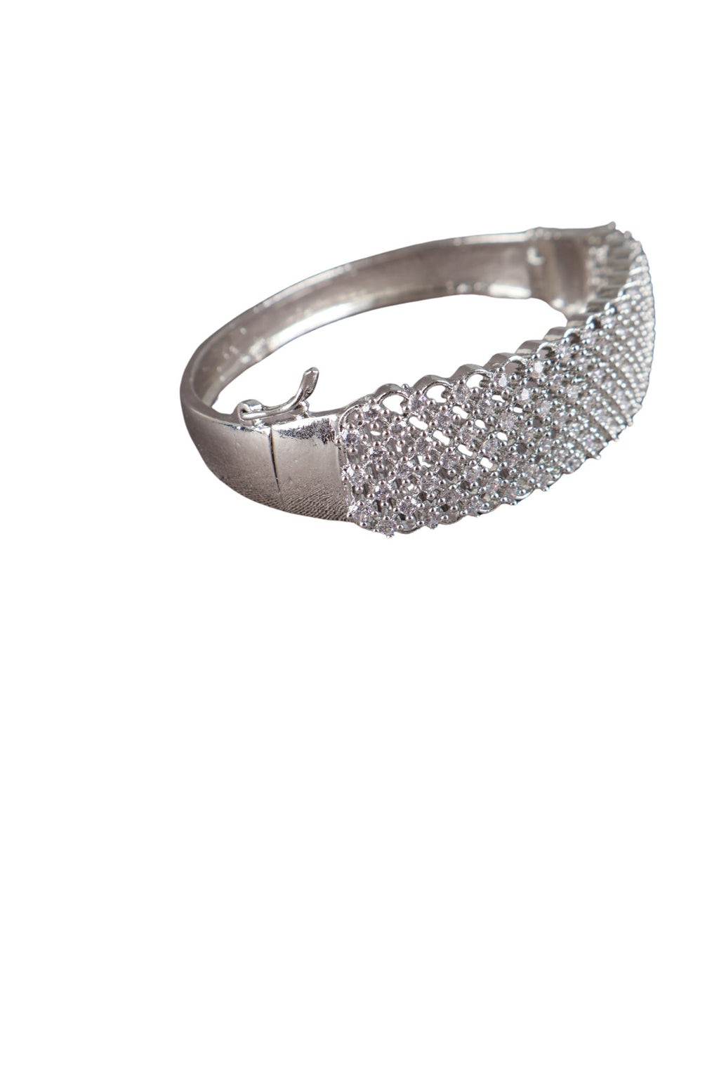 Pave CZ Silver Bangle Bracelet Luxe Occasion Jewellery