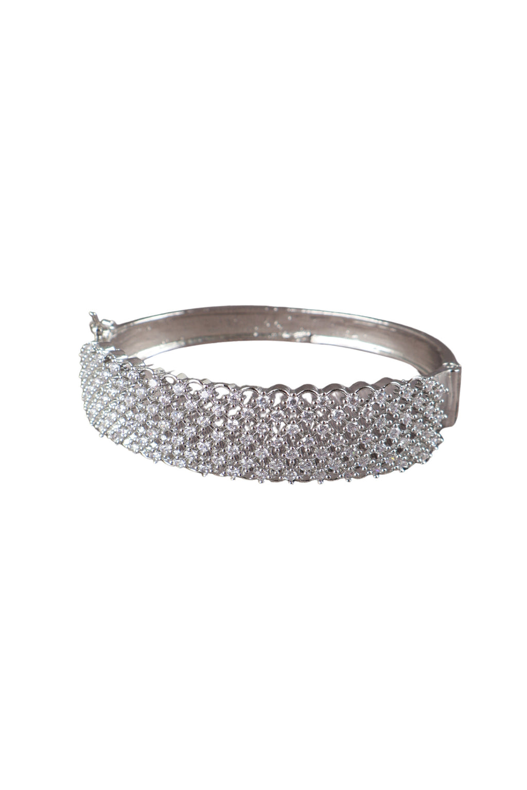 Pave CZ Silver Bangle Bracelet Luxe Occasion Jewellery