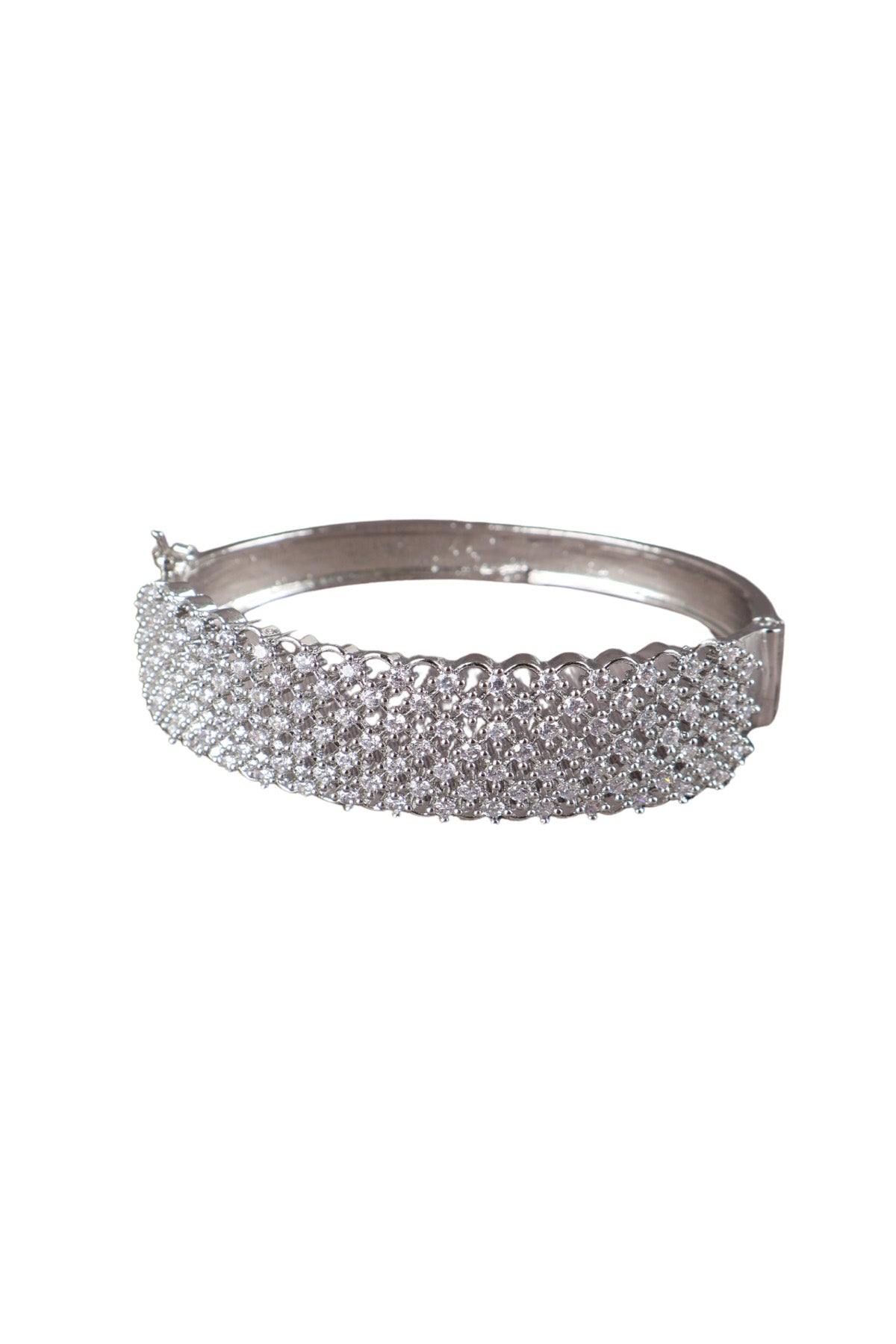 Pave CZ Silver Bangle Bracelet Luxe Occasion Jewellery