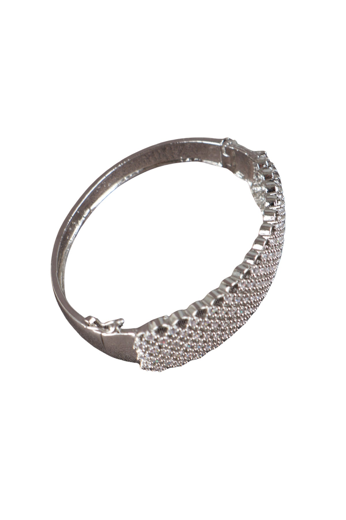 Pave CZ Silver Bangle Bracelet Luxe Occasion Jewellery