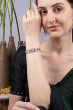 Blue Sapphire CZ Silver Bangle Bracelet Cocktail Jewellery