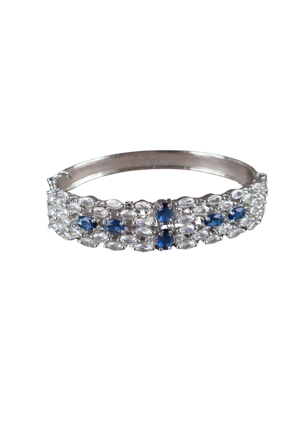 Blue Sapphire CZ Silver Bangle Bracelet Cocktail Jewellery