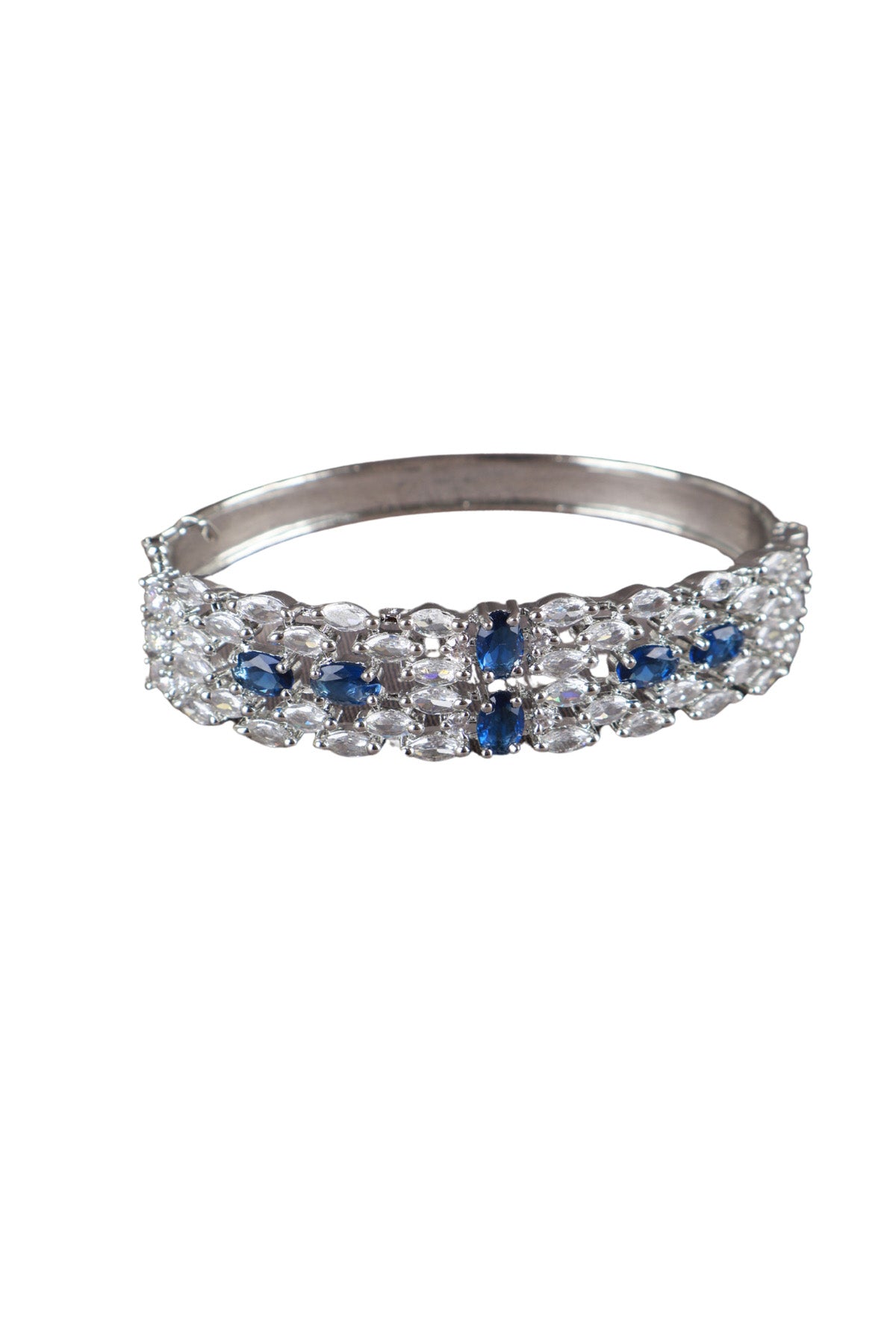 Blue Sapphire CZ Silver Bangle Bracelet Cocktail Jewellery