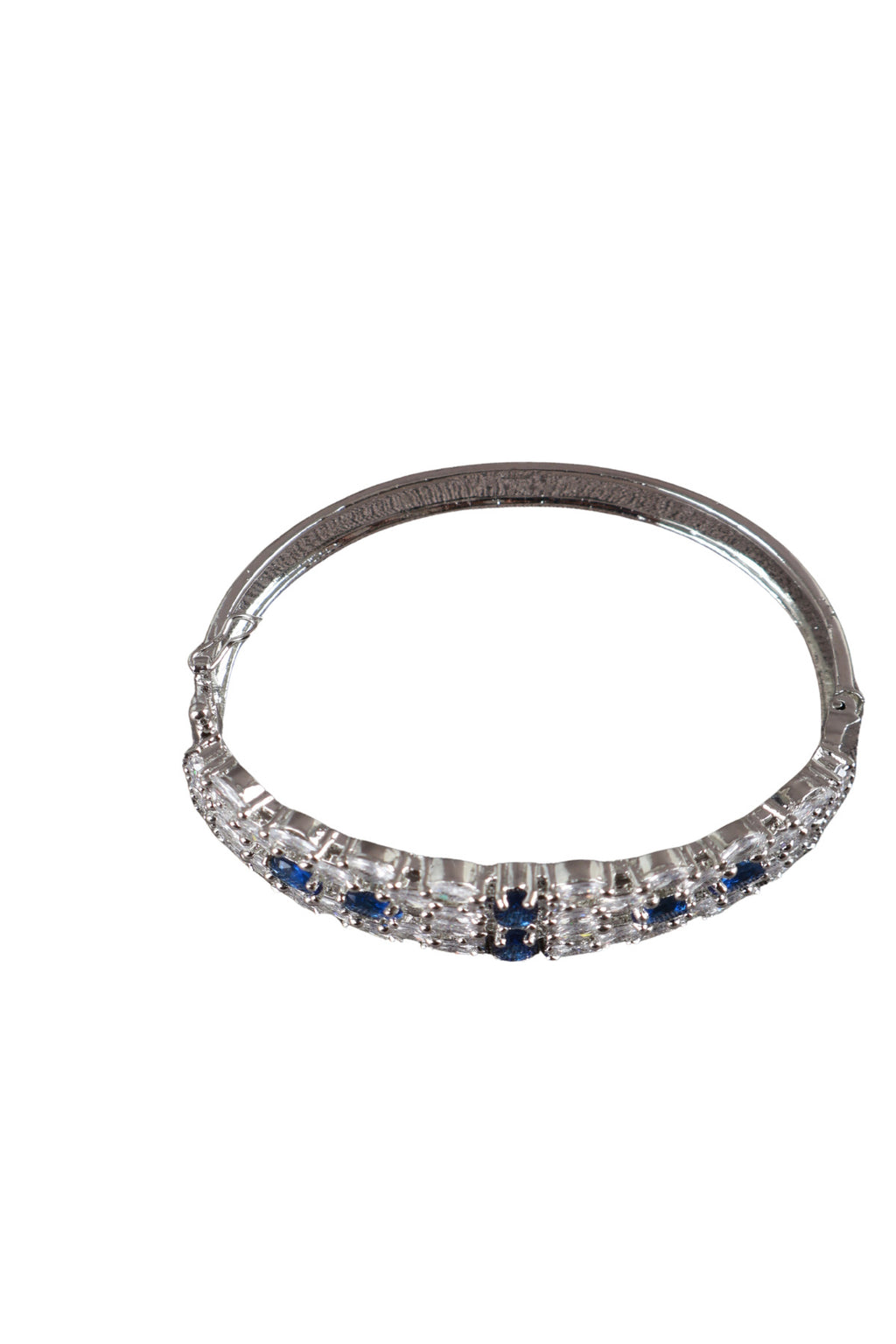 Blue Sapphire CZ Silver Bangle Bracelet Cocktail Jewellery