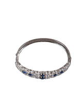 Blue Sapphire CZ Silver Bangle Bracelet Cocktail Jewellery