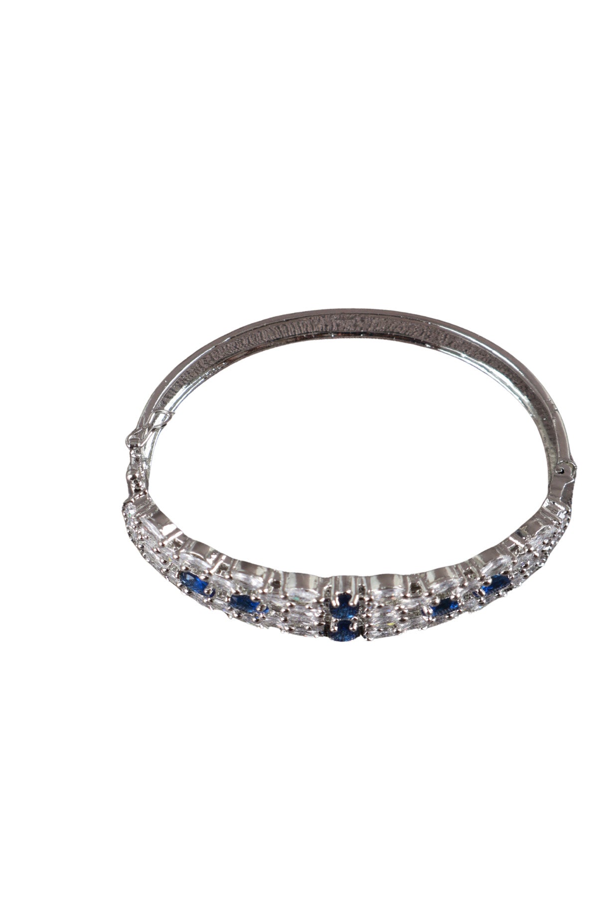 Blue Sapphire CZ Silver Bangle Bracelet Cocktail Jewellery