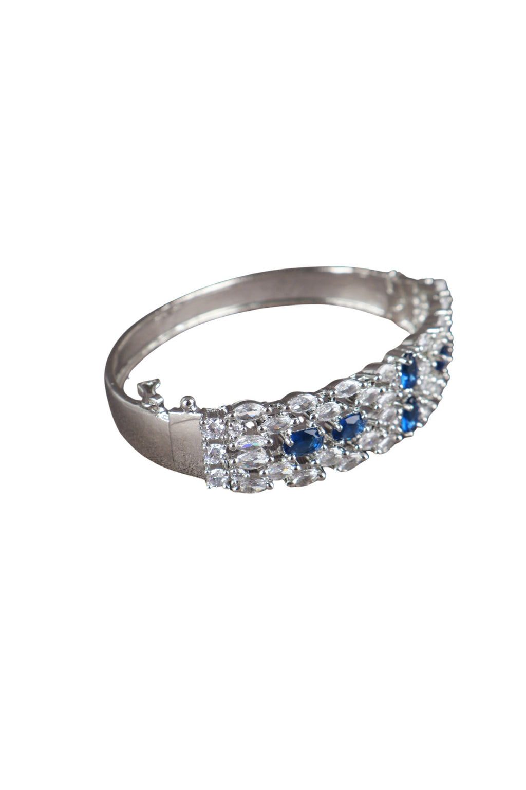 Blue Sapphire CZ Silver Bangle Bracelet Cocktail Jewellery