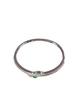 Green CZ Knot Bangle Silver Bracelet Contemporary Occasion Jewellery