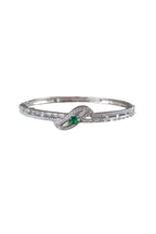 Green CZ Knot Bangle Silver Bracelet Contemporary Occasion Jewellery
